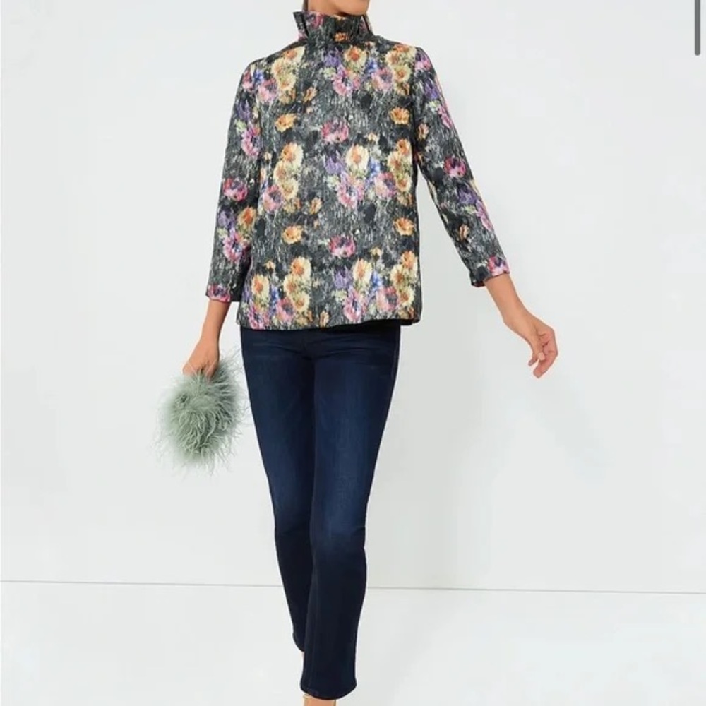 Midnight Jacquard Faye Blouse - Picture 2 of 5